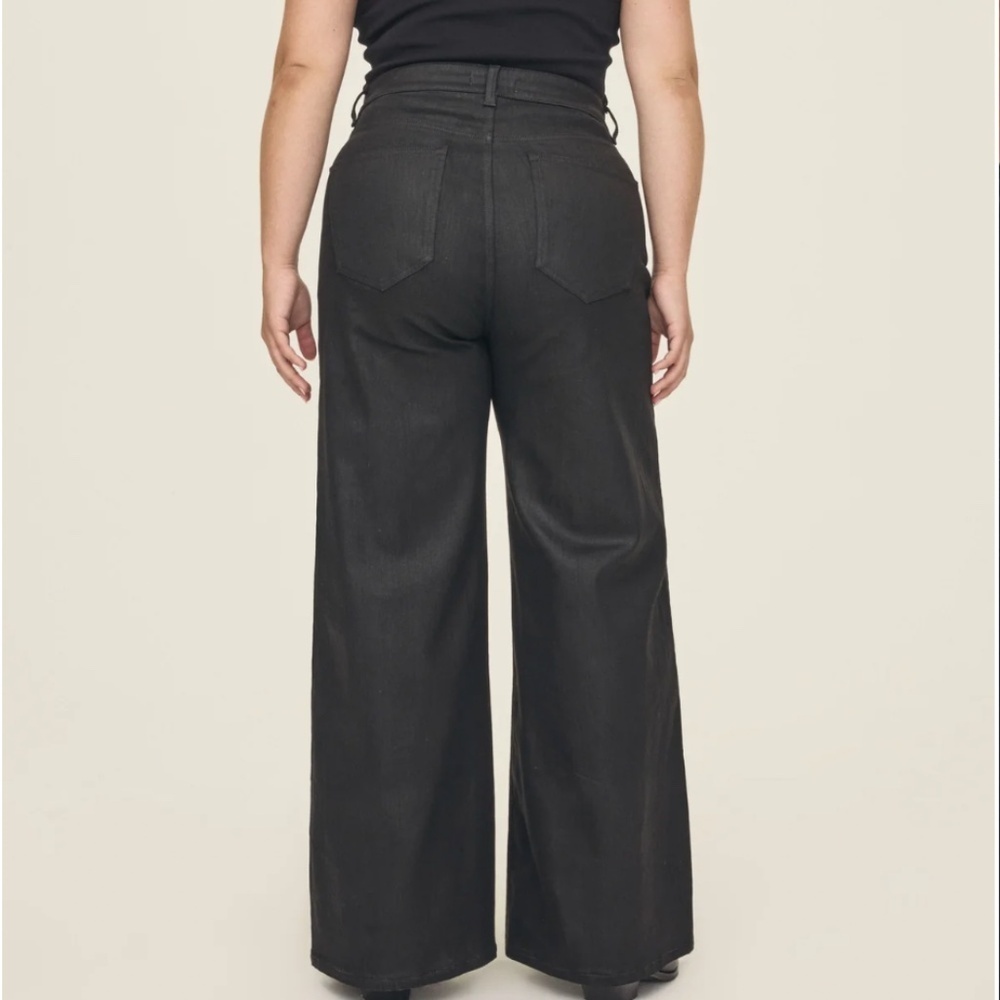 Warp + Weft Nce Nice Cote Wide Leg Jeans Noir Wax Coated Black Size 25p Nwt — image 2 of 8